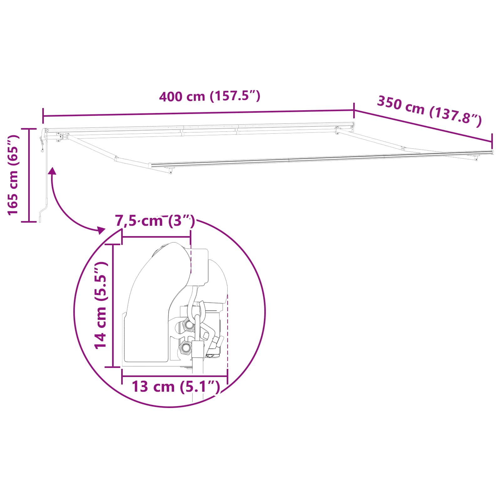 Skrovita tenda narančasta i smeđa 400 × 350 cm