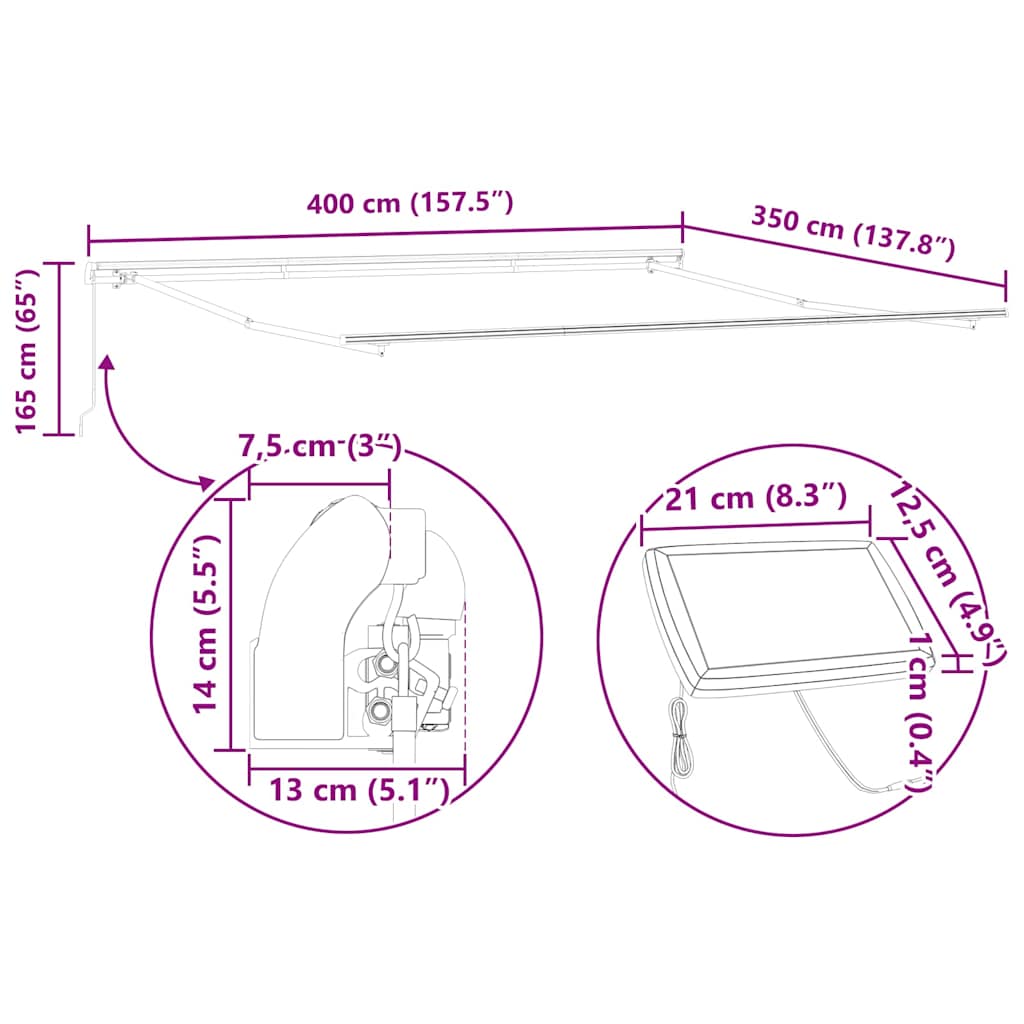 Skrovita tenda Crvena i bijela 400 × 300 cm Tkanina i čelik