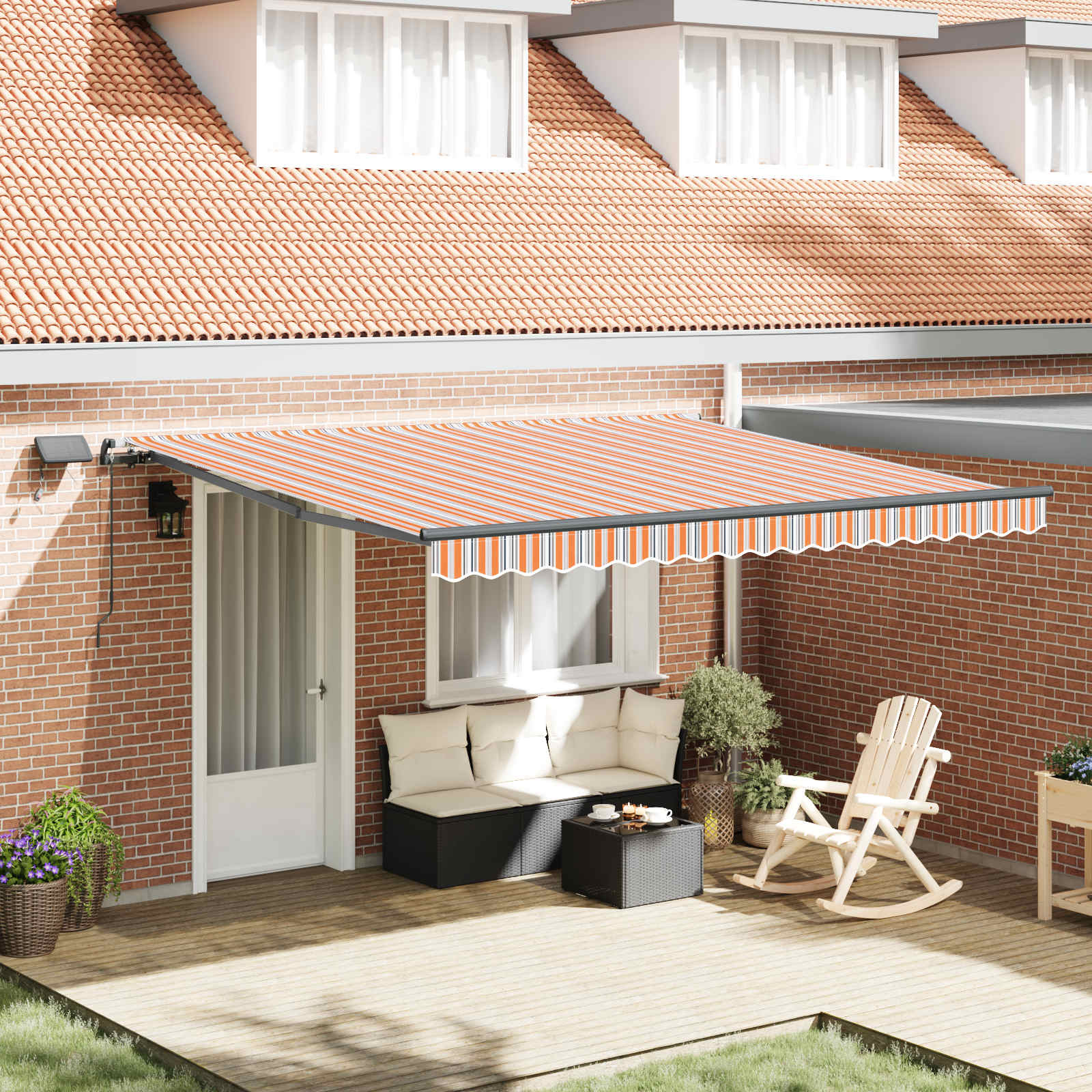 Povlačivi tende Šareni 400 × 350 cm Tkanina i Aluminij