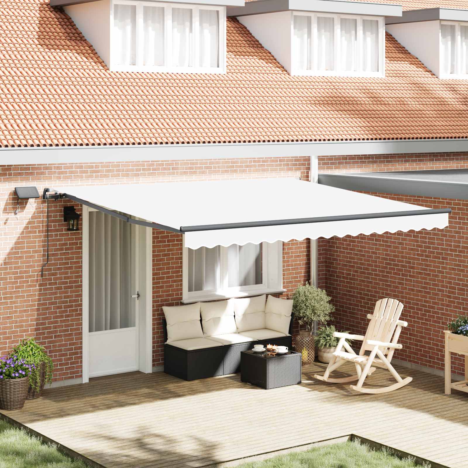 Skrovita tenda S LED lampica Bijelo 400 ×350 cm tkanina