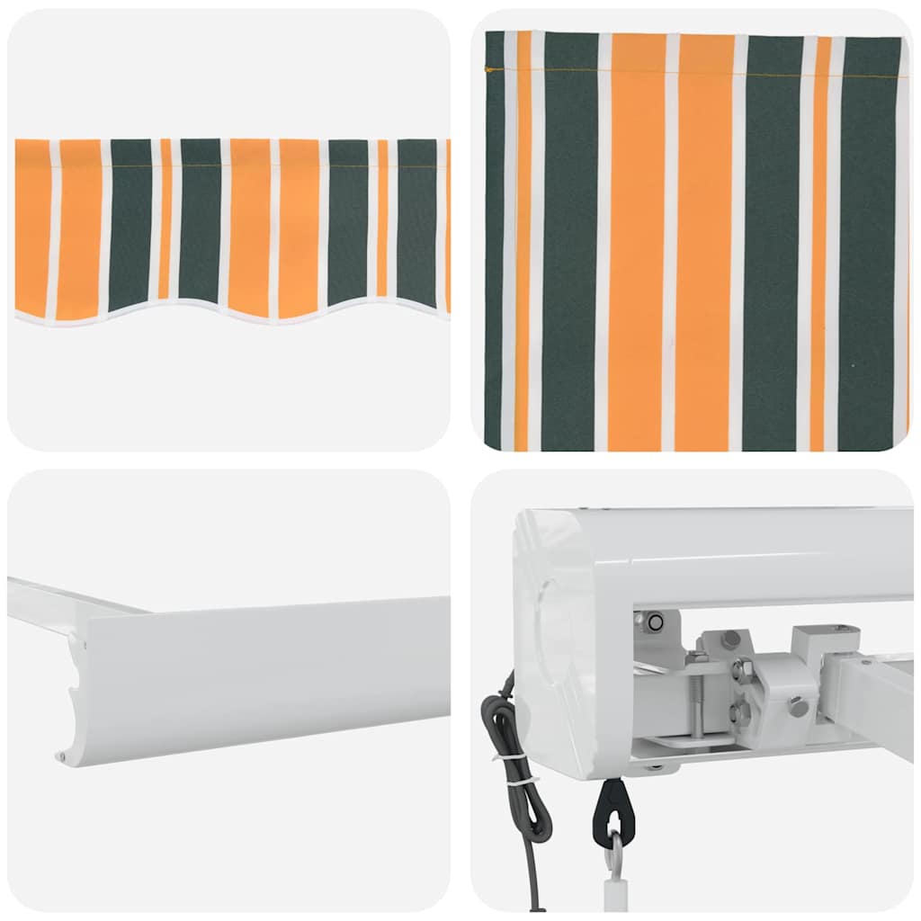Skrovita tenda Zelena i bijela 400 × 350 cm Poliester i čelik