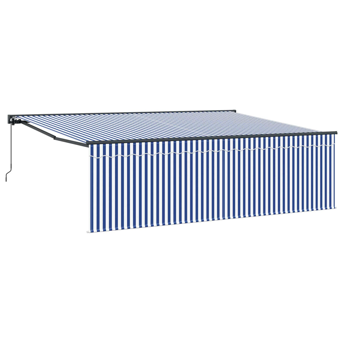 Skrovita tenda Plava i bijela 400 × 300 cm Poliester i aluminij