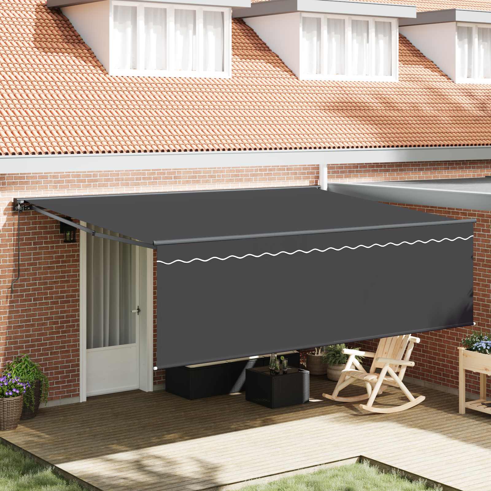 Skrovita tenda Antracit 450 × 300 cm Poliester i aluminij