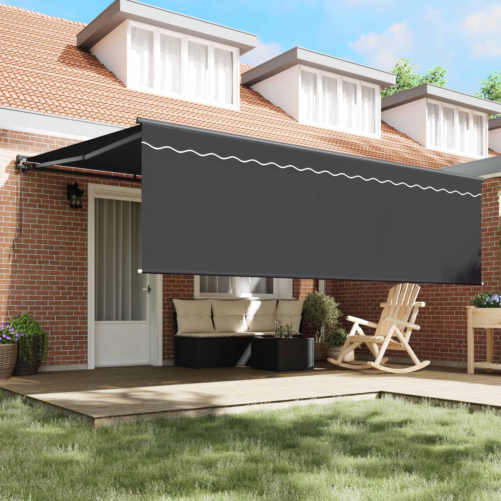 Skrovita tenda Antracit 450 × 300 cm Poliester i aluminij