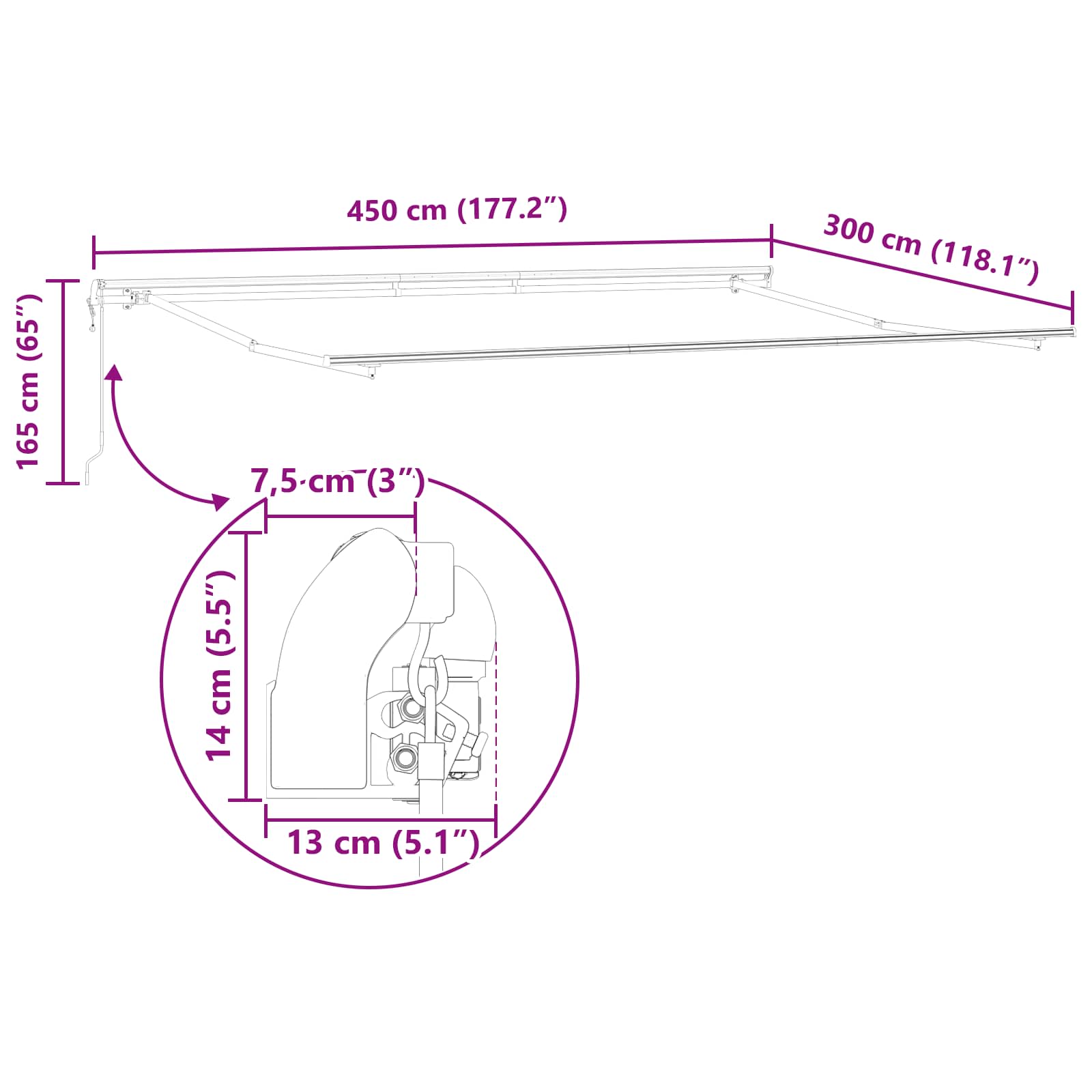 Skrovita tenda Žuta i narančasta 450 × 300 cm