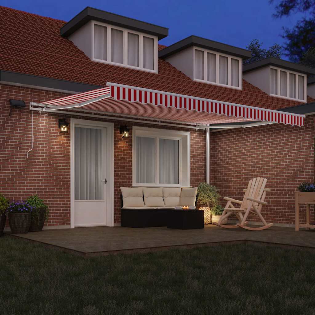 Skrovita tenda Crvena i bijela 450 × 300 cm Tkanina i čelik