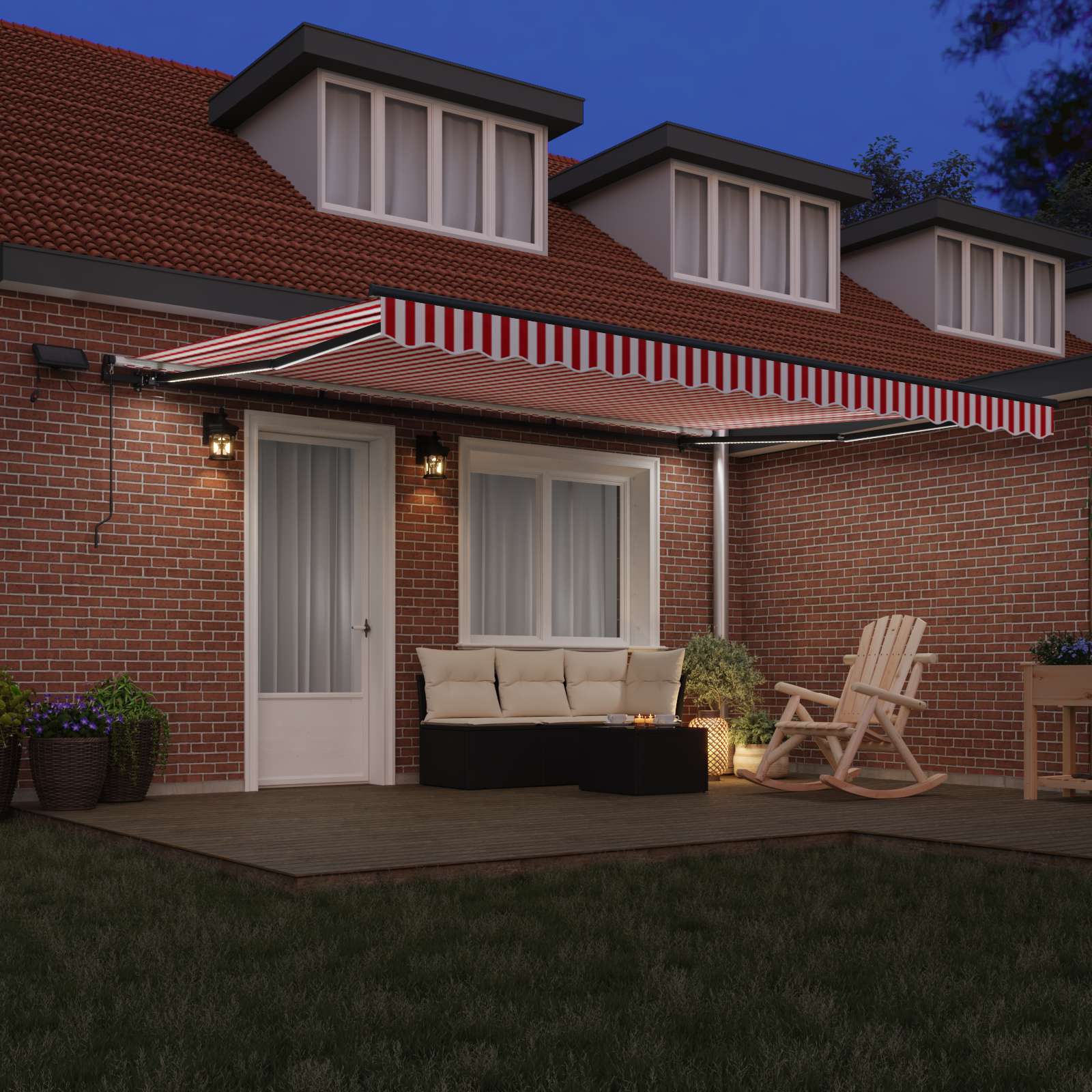 Skrovita tenda Crvena i bijela 450 ×300 cm tkanina