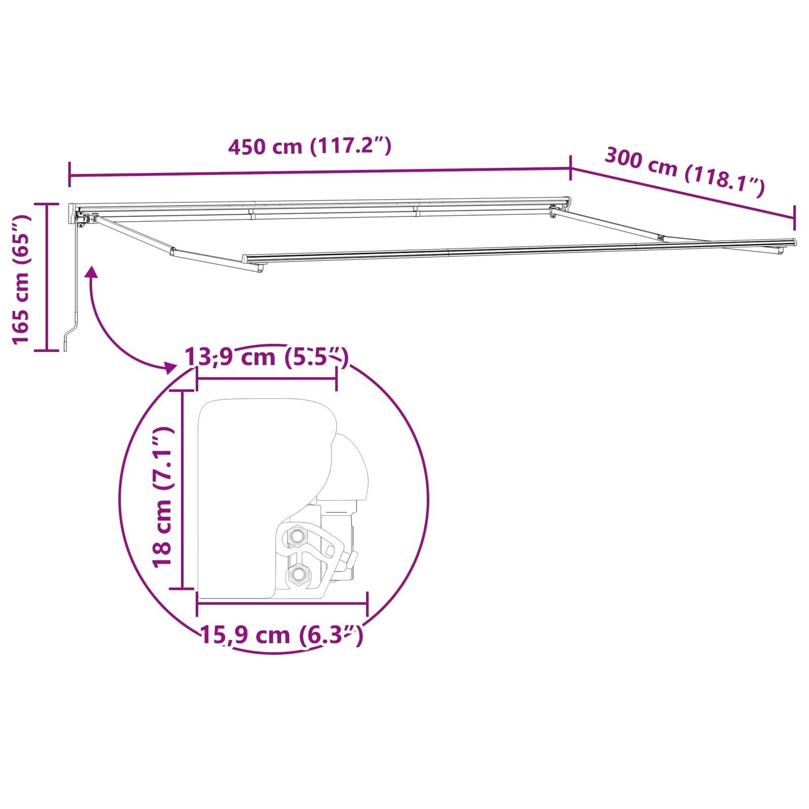 Okvir tende Crvena i bijela 450 × 300 cm