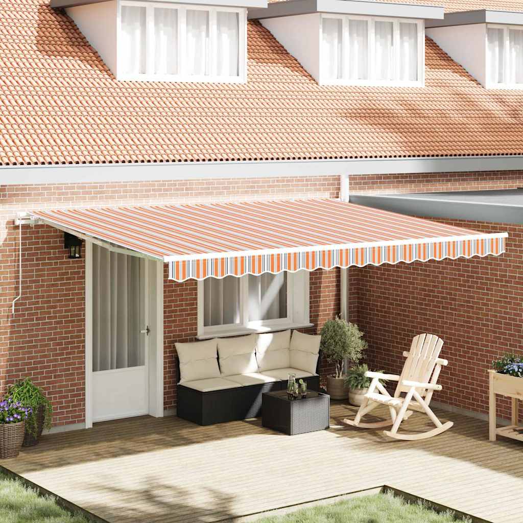 Skrovita tenda Šareni 450 × 300 cm Poliester i aluminij