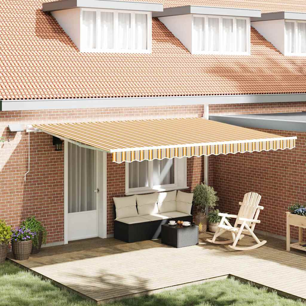 Povlačivi tende Šareni 450 × 300 cm Tkanina i Aluminij