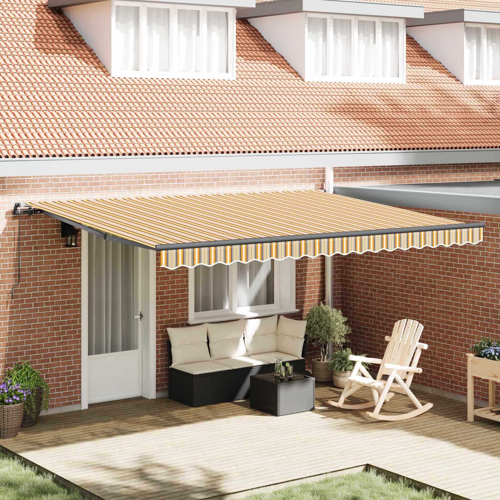 Povlačivi tende Šareni 450 × 300 cm Poliester i aluminij