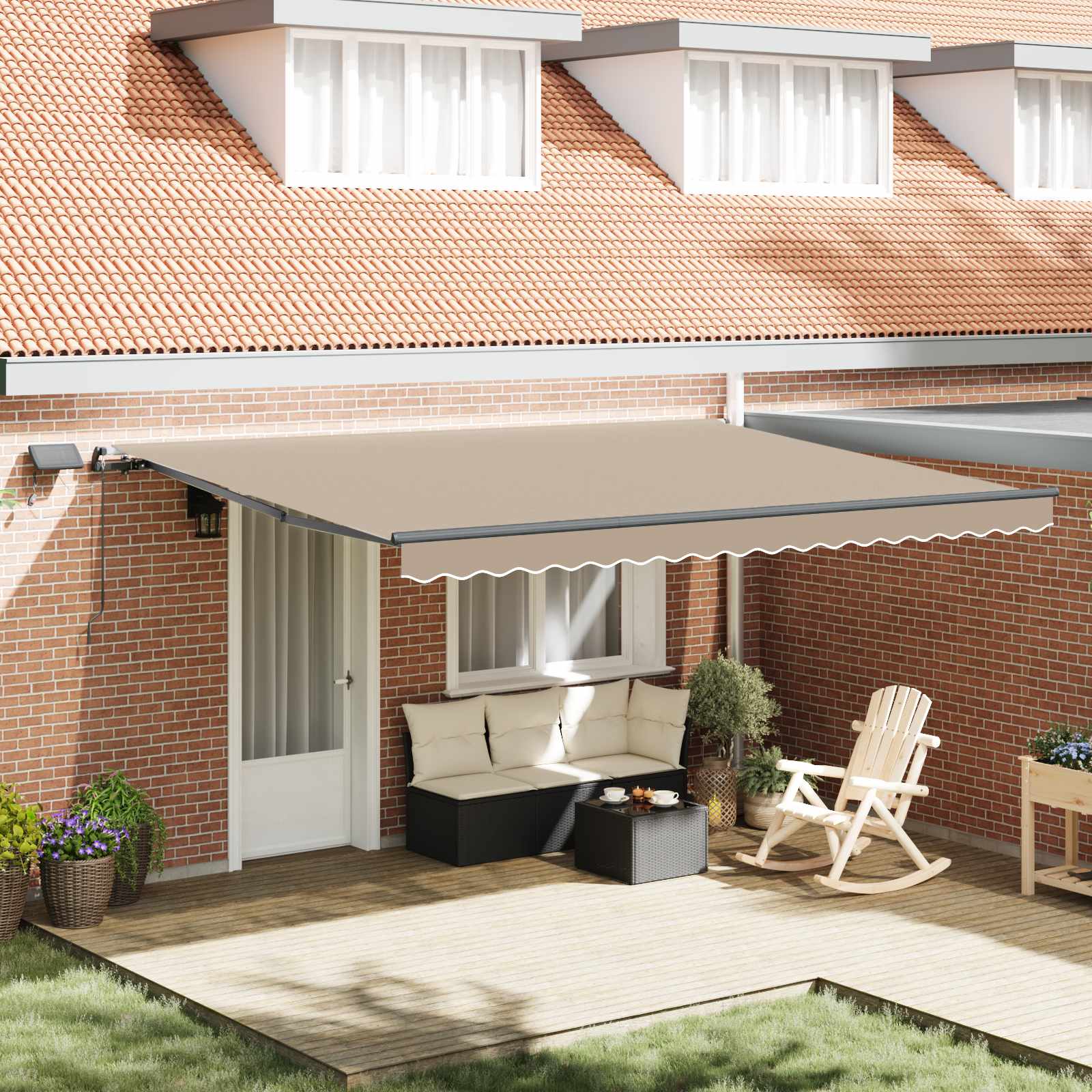 Skrovita tenda S LED lampica Bež 450 ×300 cm tkanina