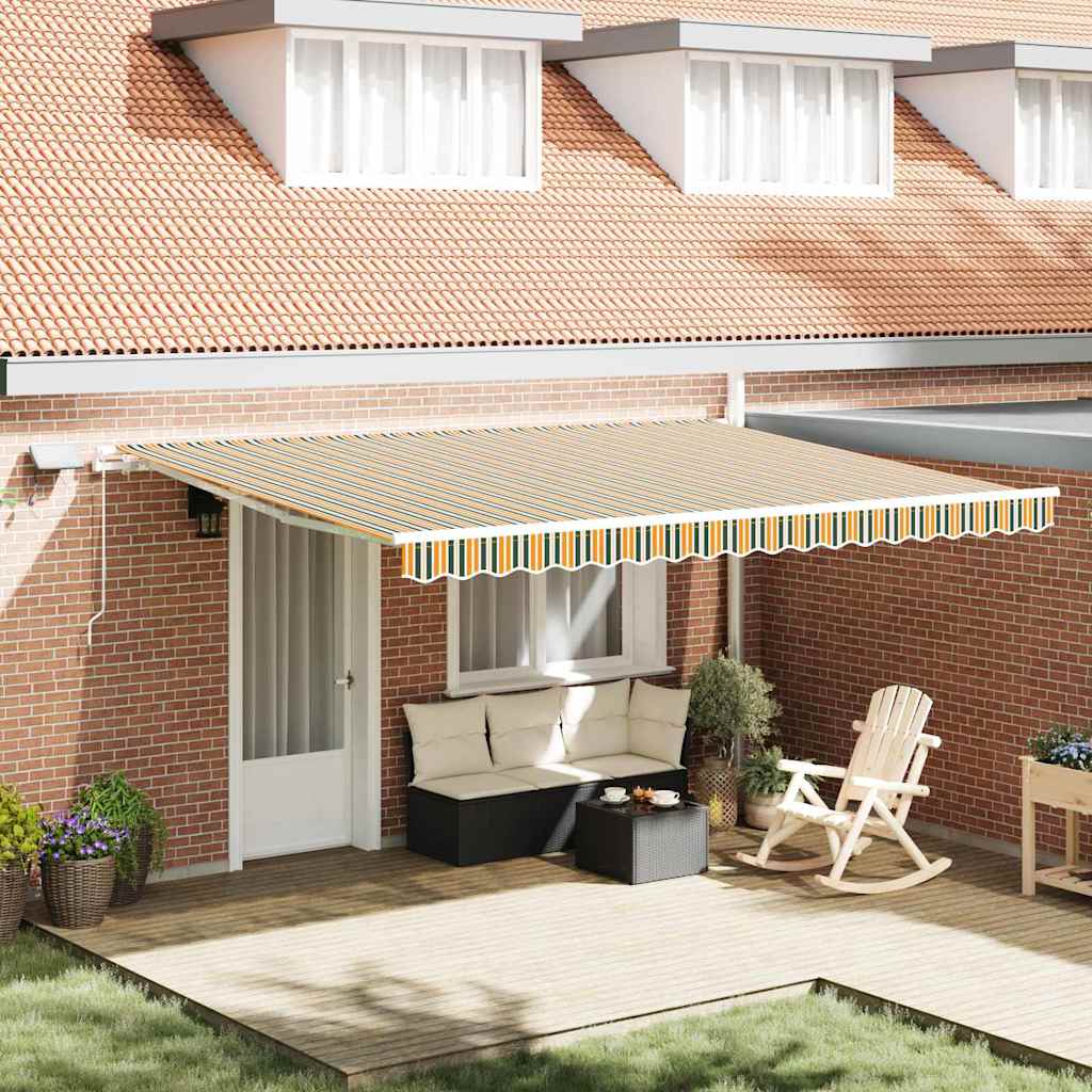 Povlačivi tende Zelena i žuta 450 × 300 cm Tkanina i Aluminij