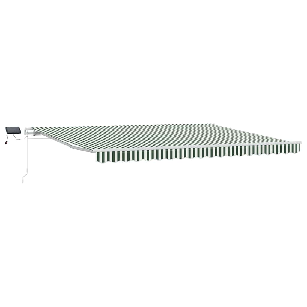 Skrovita tenda Zelena i bijela 450 × 300 cm Tkanina i čelik