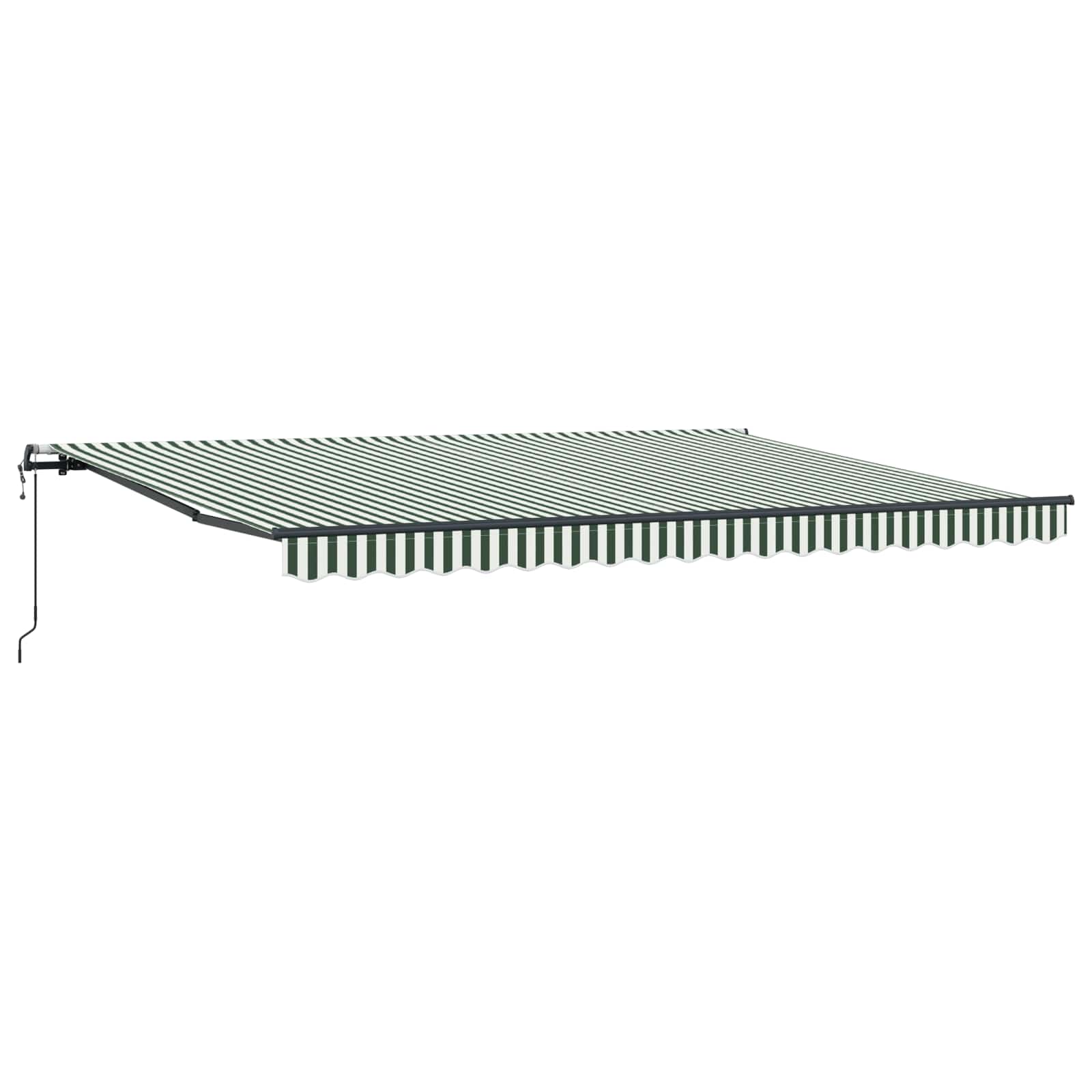 Skrovita tenda Zelena i bijela 450 × 300 cm Tkanina i Aluminij