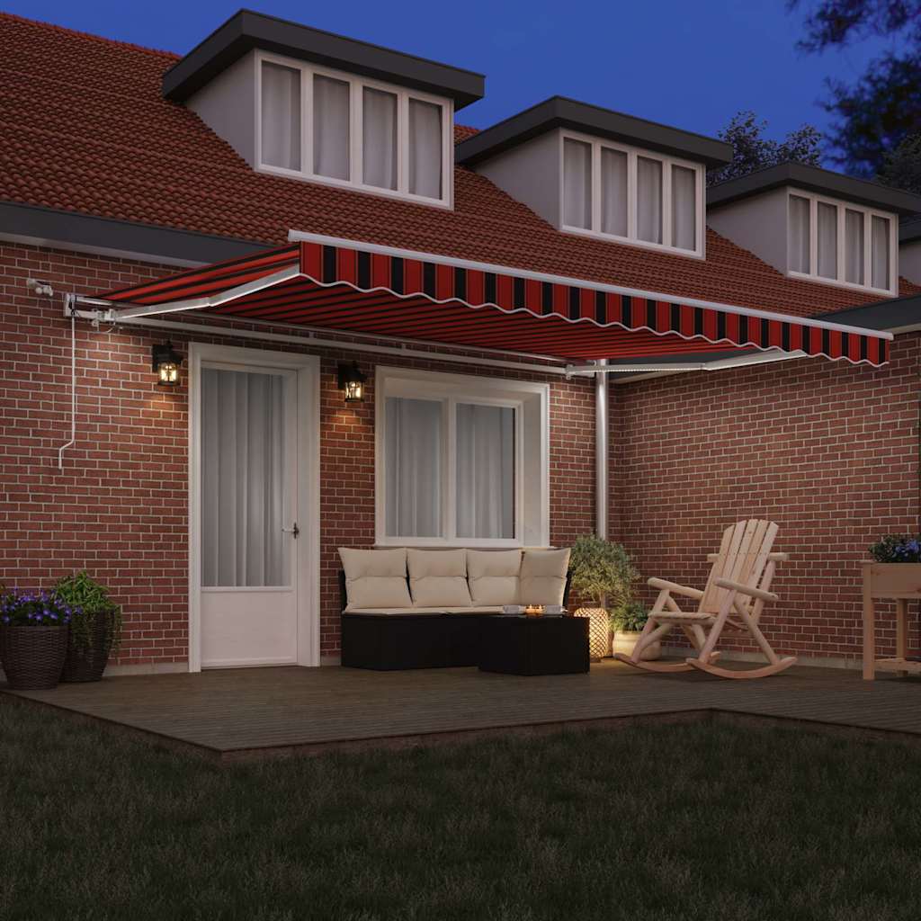 Skrovita tenda S LED lampica Narančasta i smeđa 450 × 350 cm
