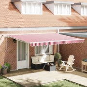 Skrovita tenda Crvena i bijela 450 × 350 cm Poliester i metal