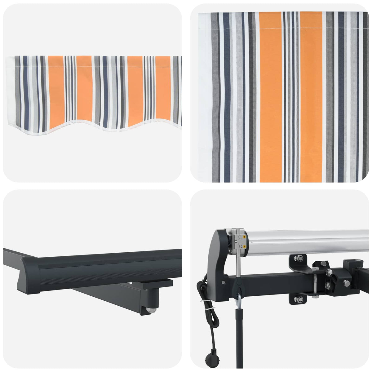 Skrovita tenda Šareni 450 × 350 cm Tkanina i Aluminij