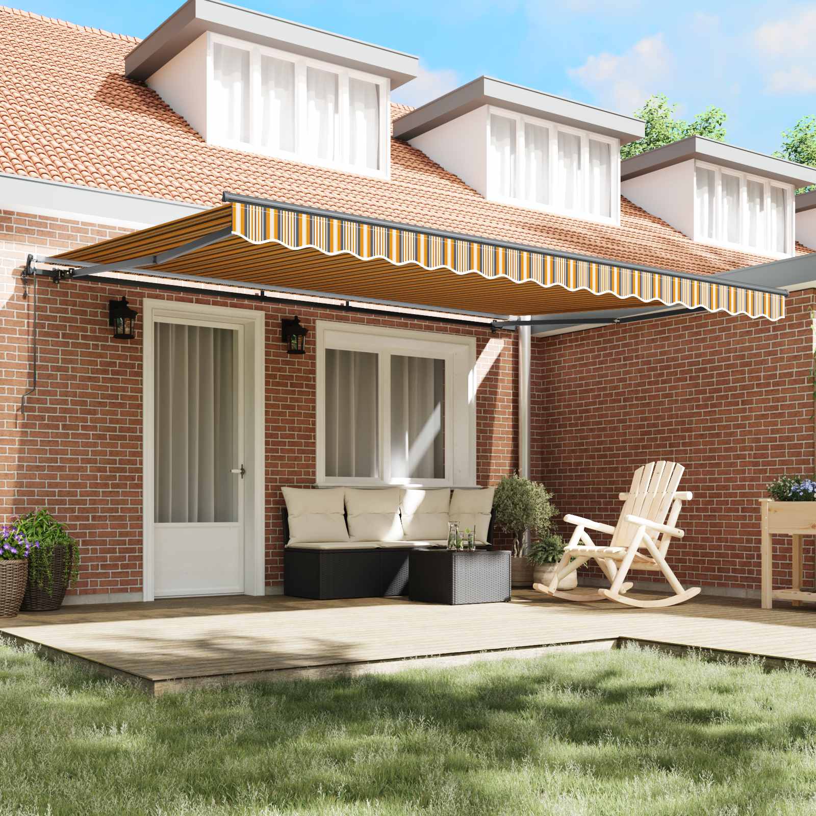 Povlačivi tende Šareni 450 × 350 cm Tkanina i Aluminij
