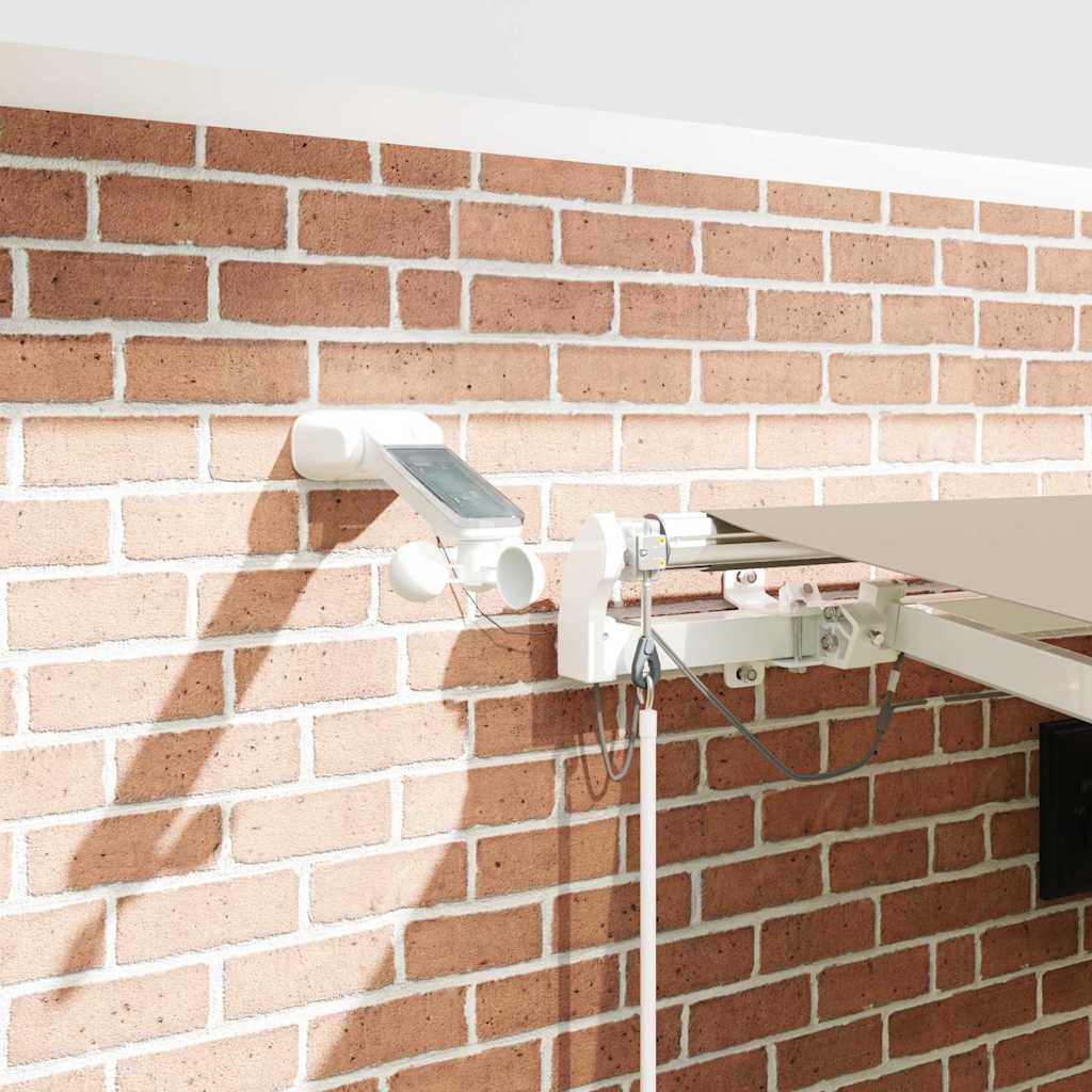 Skrovita tenda S LED lampica Bež 450 × 350 cm Poliester i metal