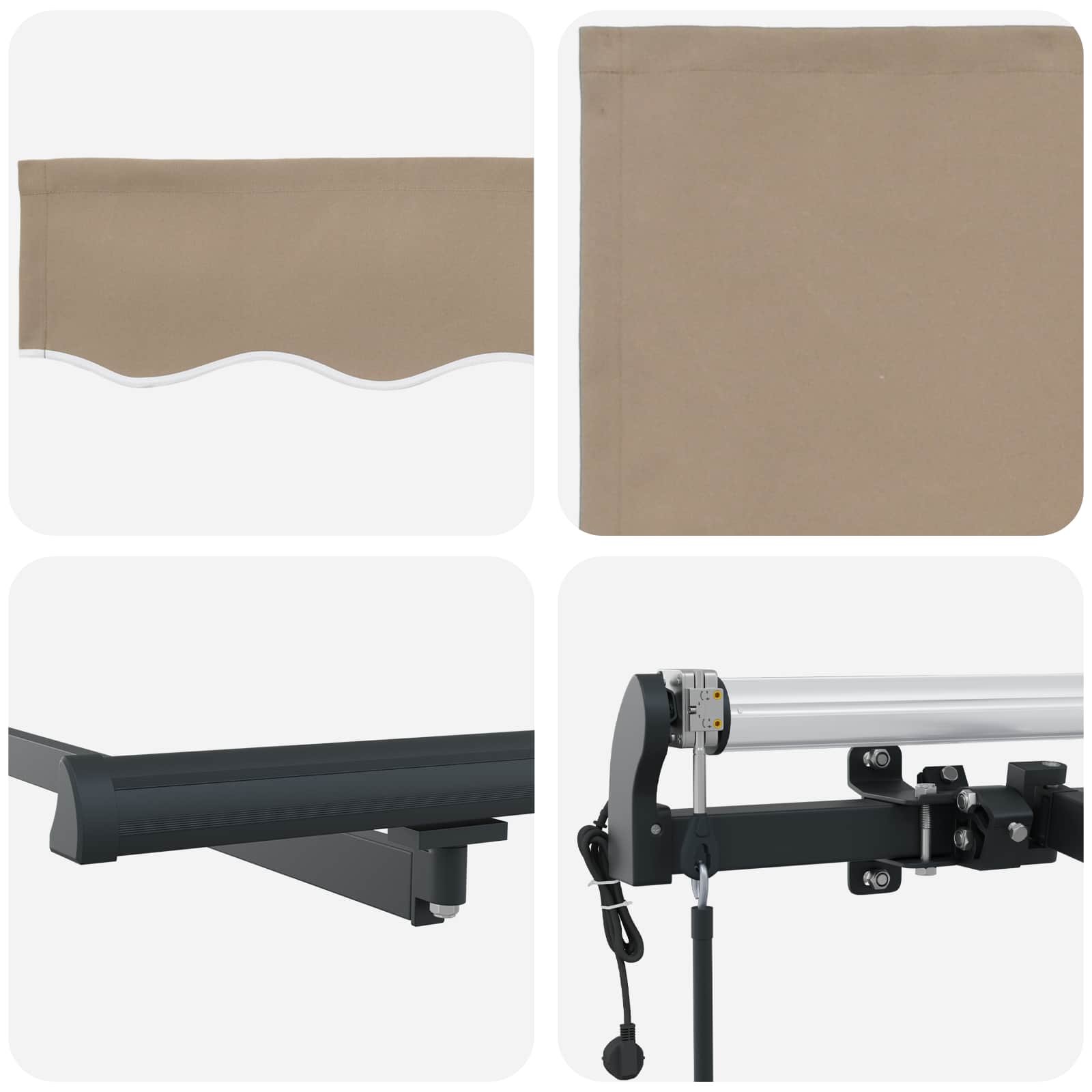 Skrovita tenda Bež 450 × 350 cm Tkanina i Aluminij
