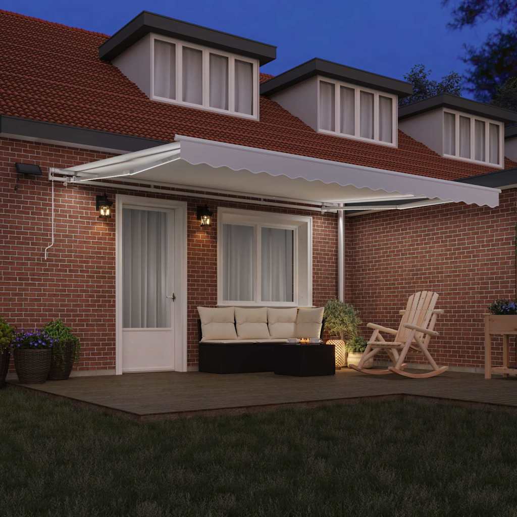 Skrovita tenda Bijelo 450 × 350 cm Tkanina i čelik