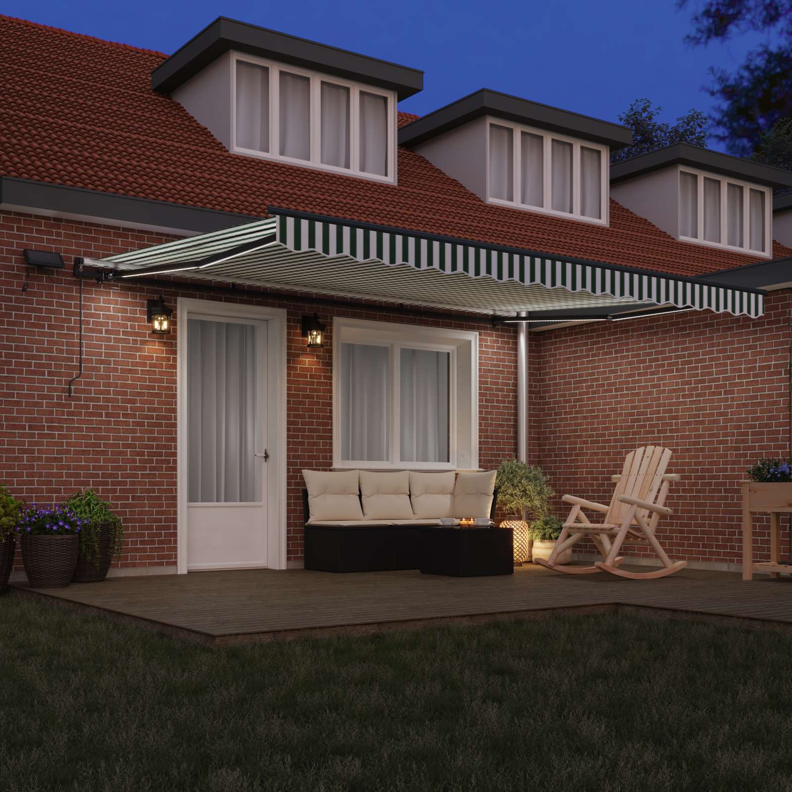 Povlačivi tende Zelena i bijela 450 × 350 cm Tkanina i Aluminij