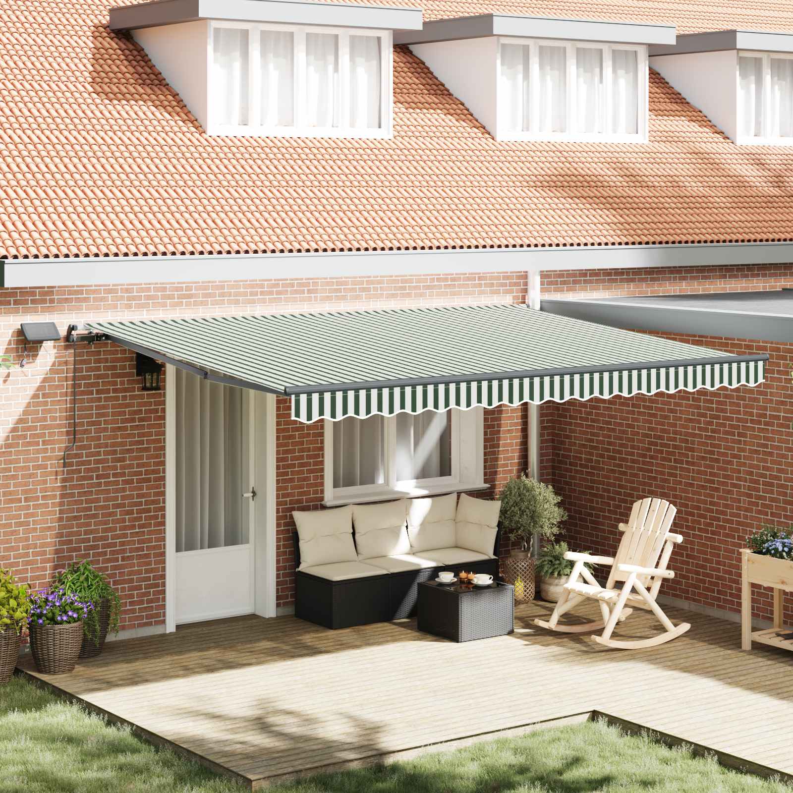 Skrovita tenda Zelena i bijela 450 ×350 cm tkanina