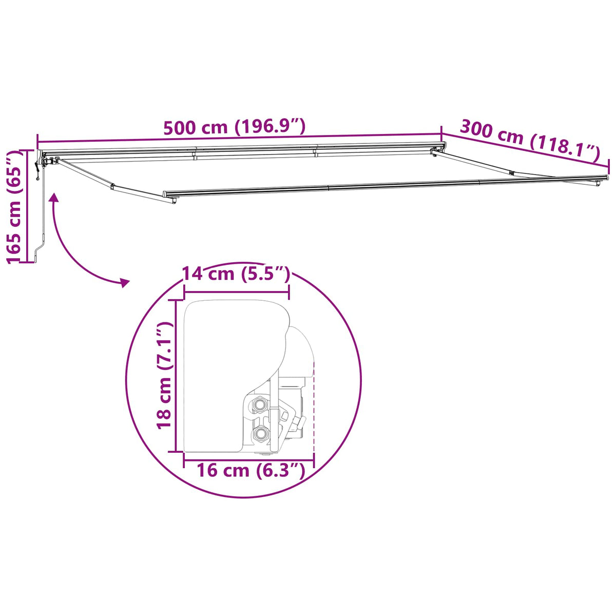 Okvir tende Antracit 500 × 300 cm Poliester s PU premazom