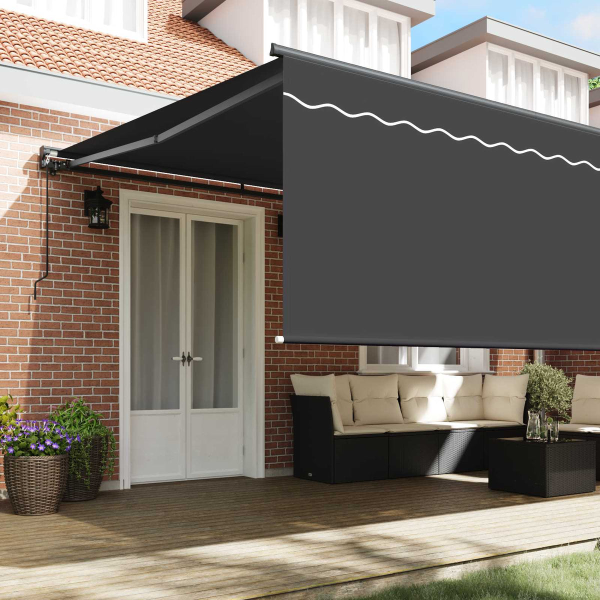 Skrovita tenda Antracit 500 × 300 cm Poliester i aluminij