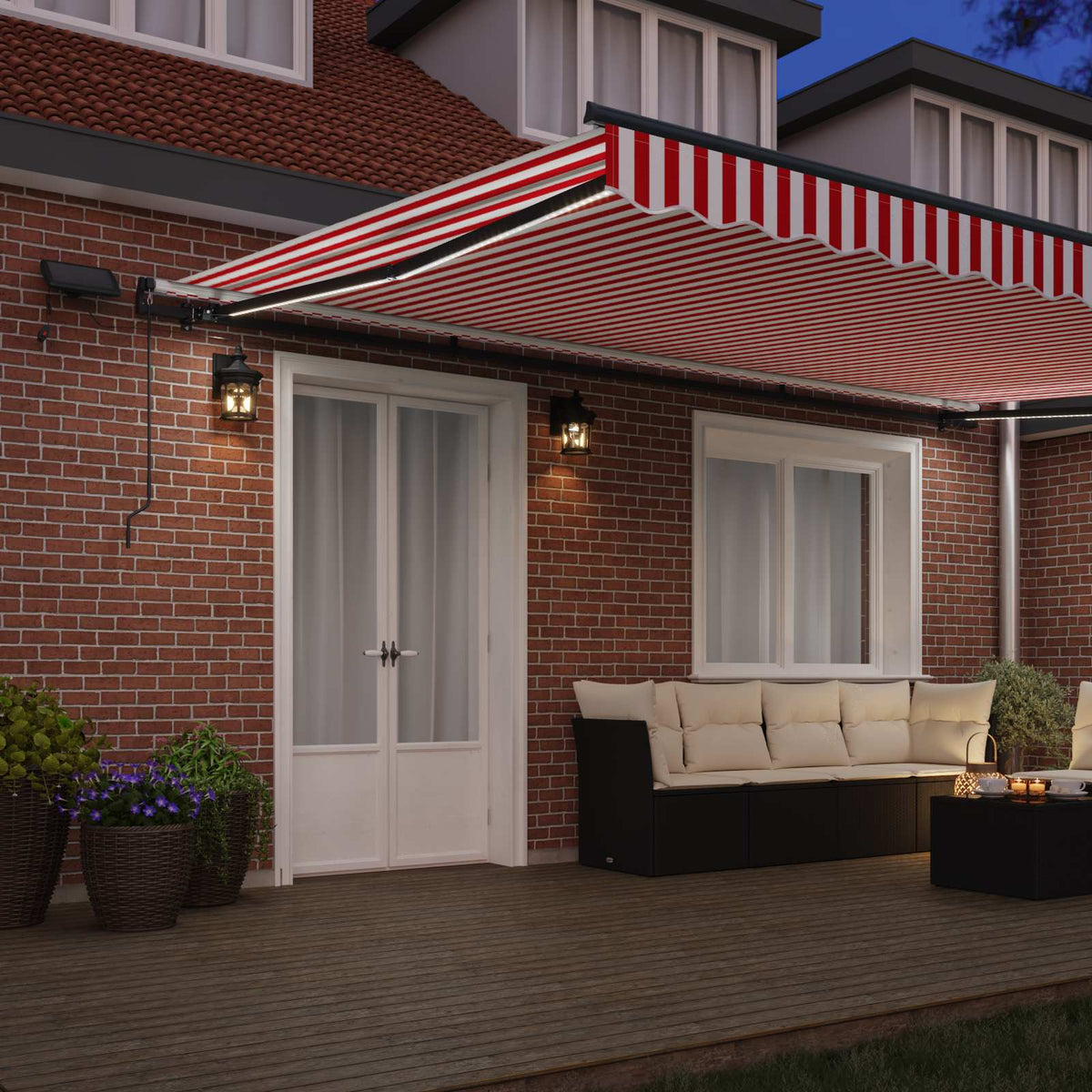 Skrovita tenda Crvena i bijela 500 ×300 cm tkanina