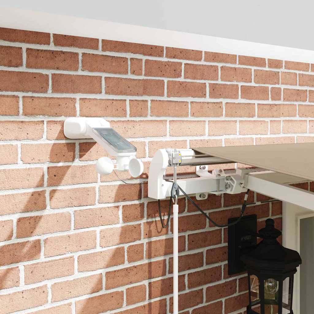 Skrovita tenda S LED lampica Bež 500 × 300 cm Poliester i metal
