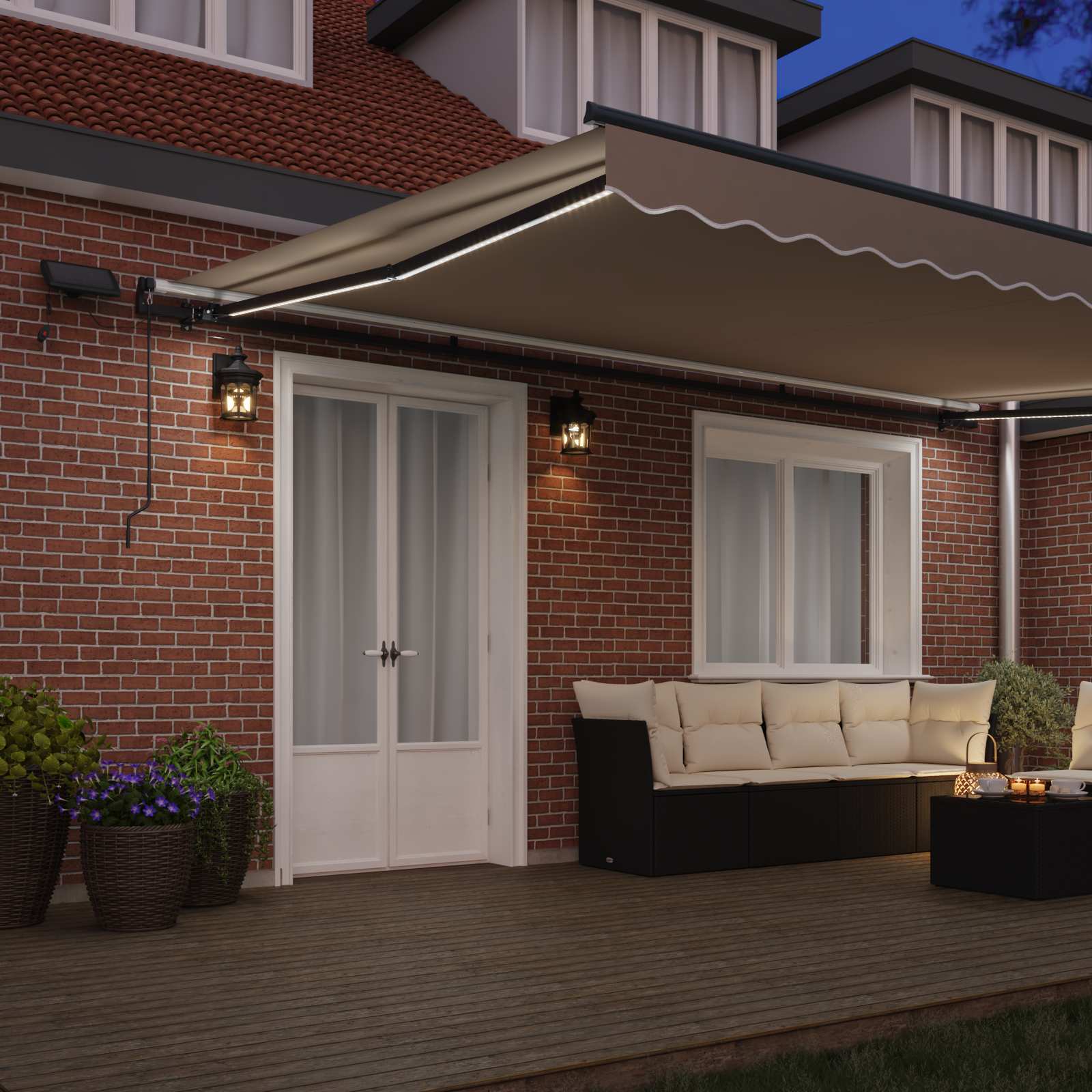 Skrovita tenda S LED lampica Bež 500 ×300 cm tkanina