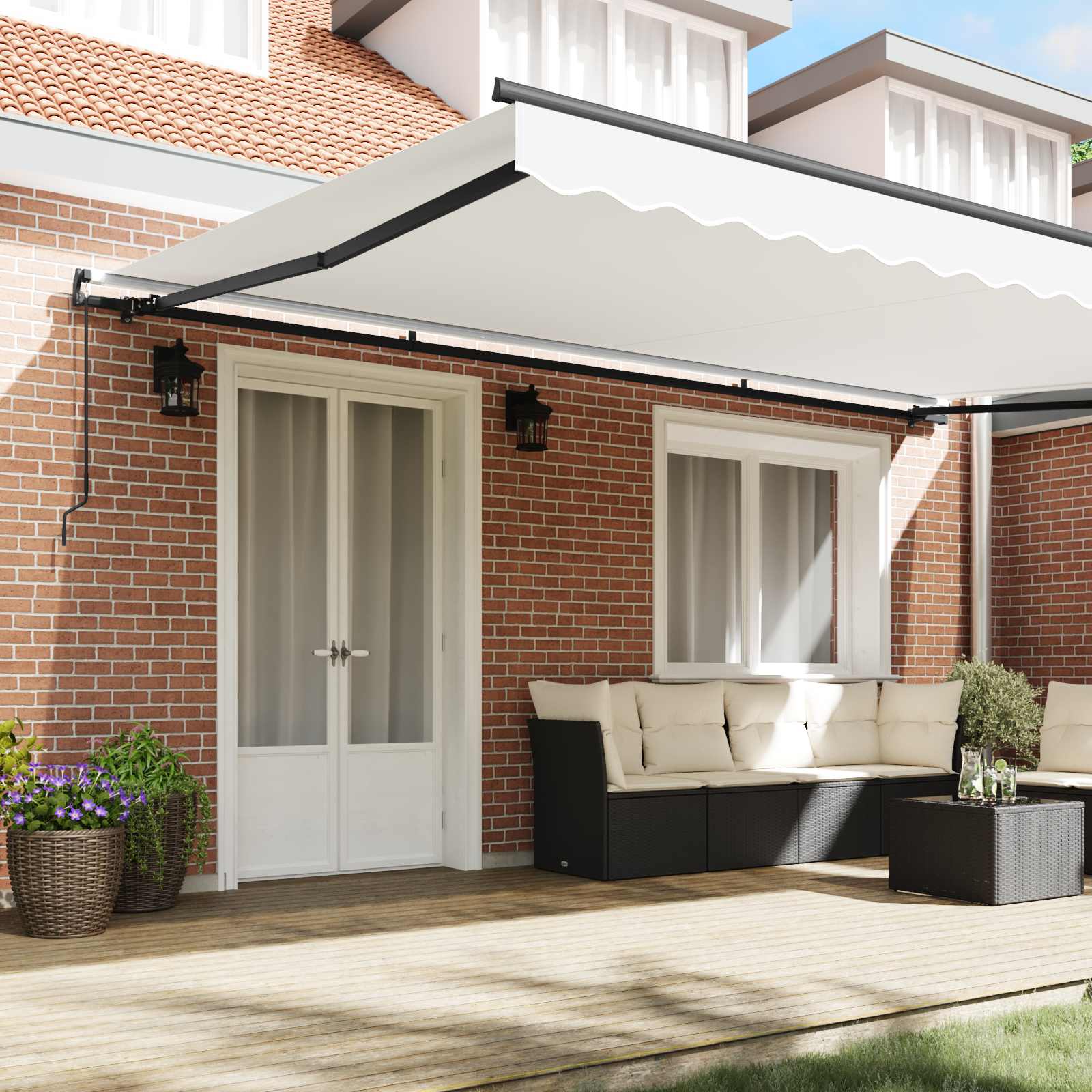 Skrovita tenda Bijelo 500 × 300 cm Poliester i čelik