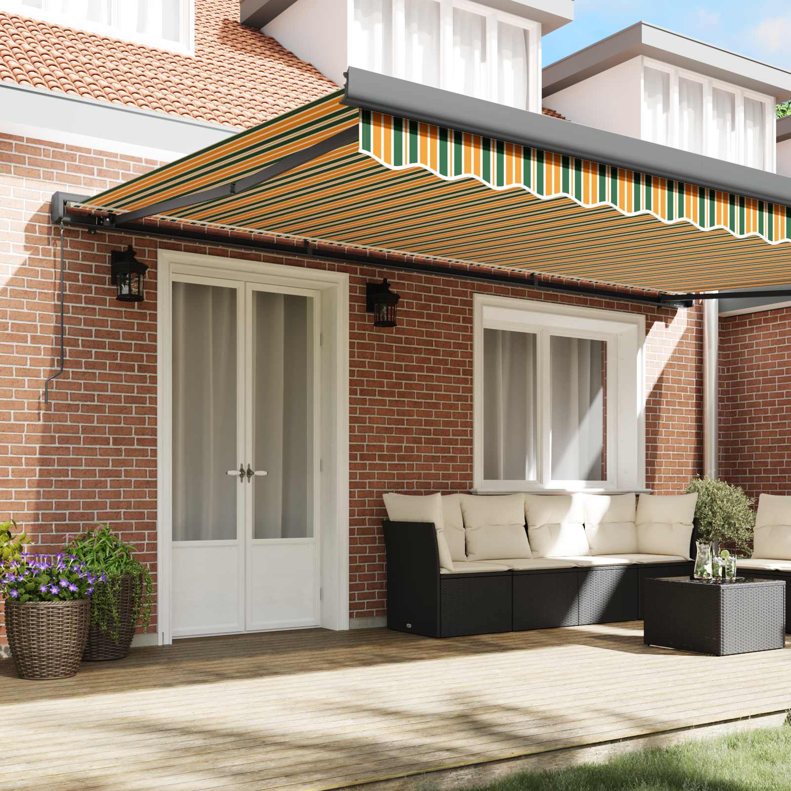 Povlačivi tende Zelena i žuta 500 × 300 cm Platno i Aluminij