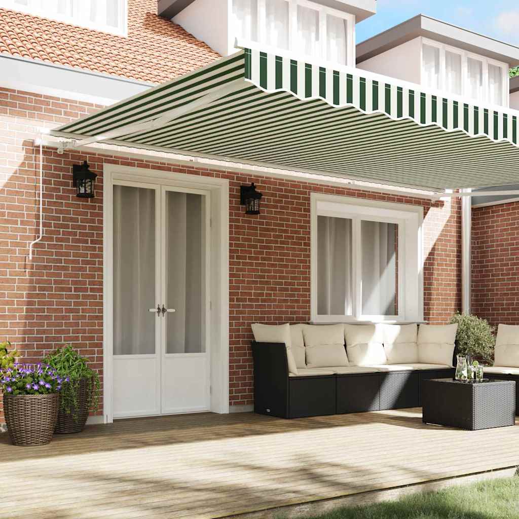 Skrovita tenda Zelena i bijela 500 × 300 cm