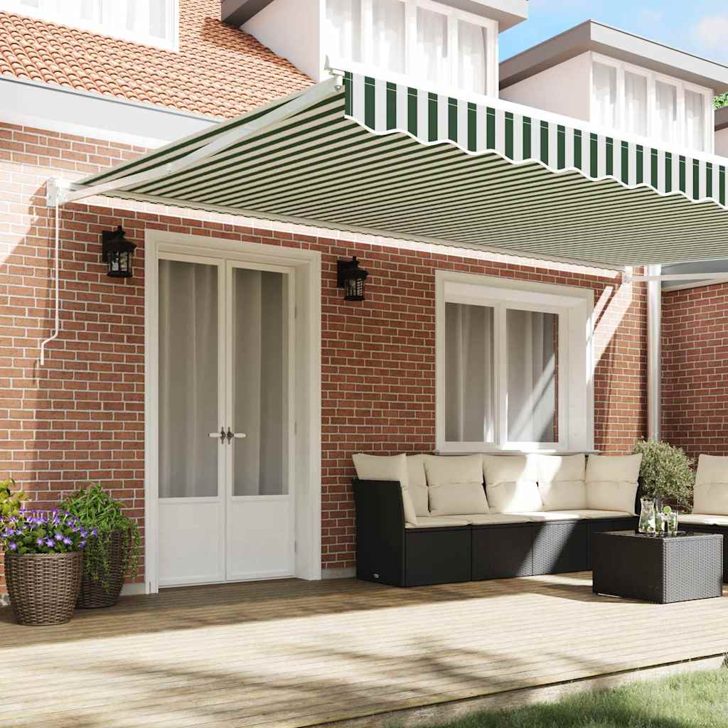 Skrovita tenda Zelena i bijela 500 × 300 cm