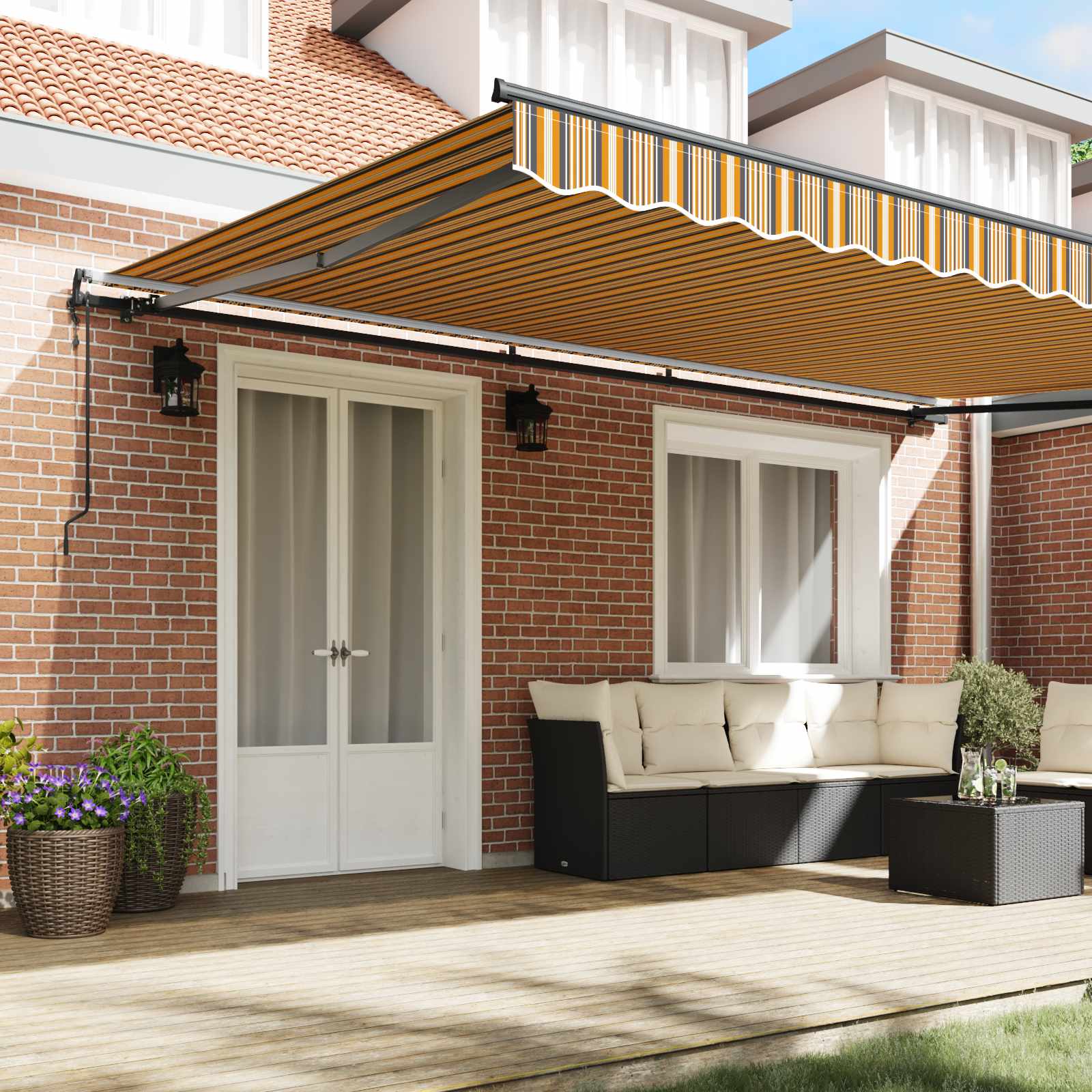Povlačivi tende Šareni 500 × 350 cm Tkanina i Aluminij