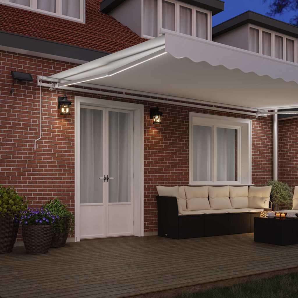 Skrovita tenda Bijelo 500 × 350 cm Tkanina i čelik