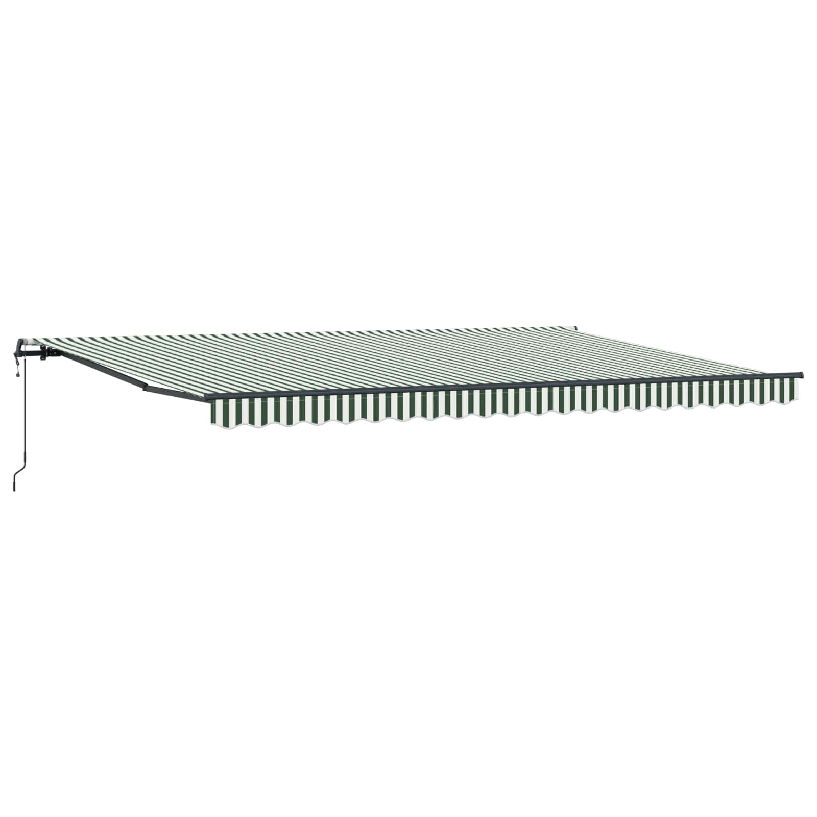 Skrovita tenda Zelena i bijela 500 × 350 cm Tkanina i Aluminij