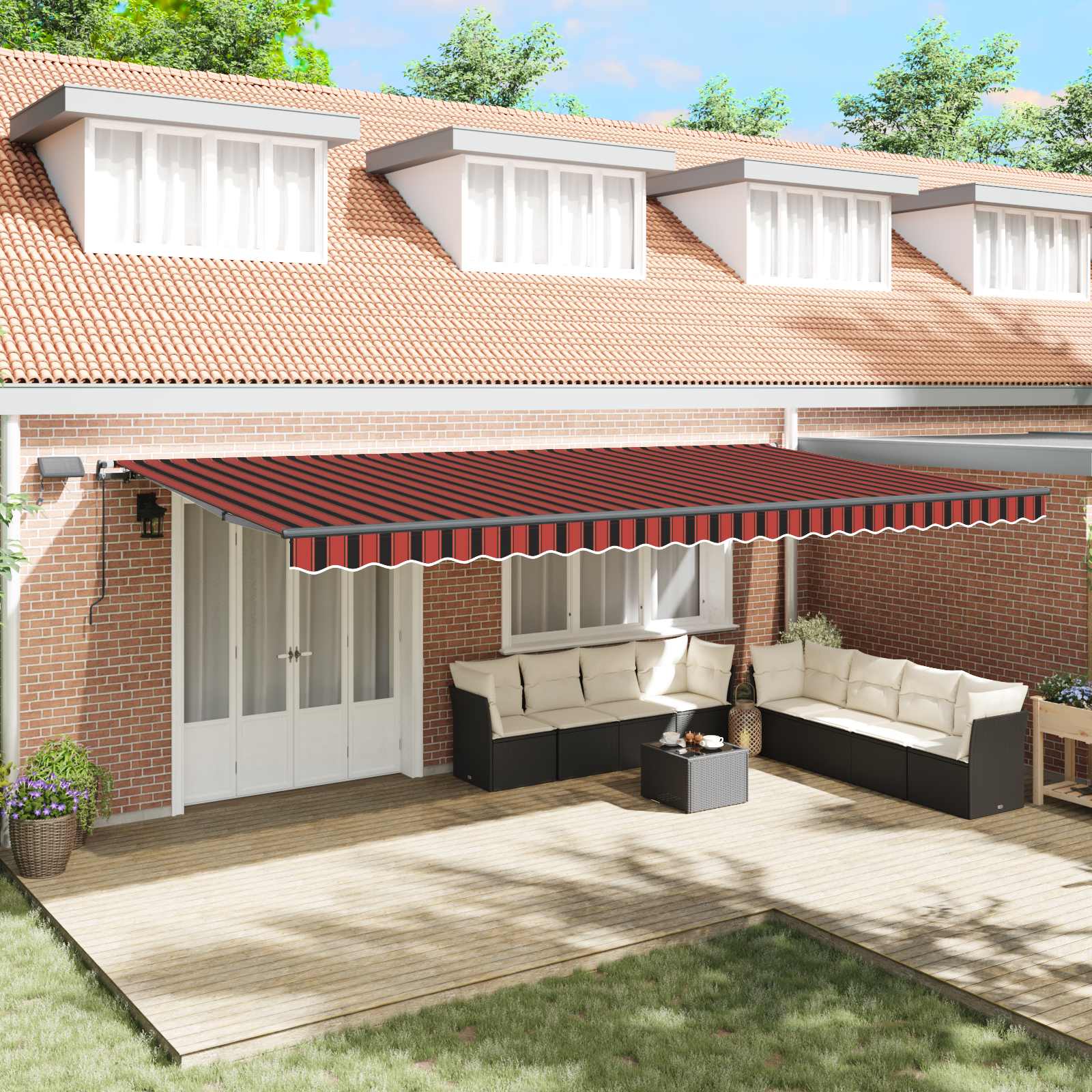 Skrovita tenda narančasta i smeđa 600 ×300 cm tkanina