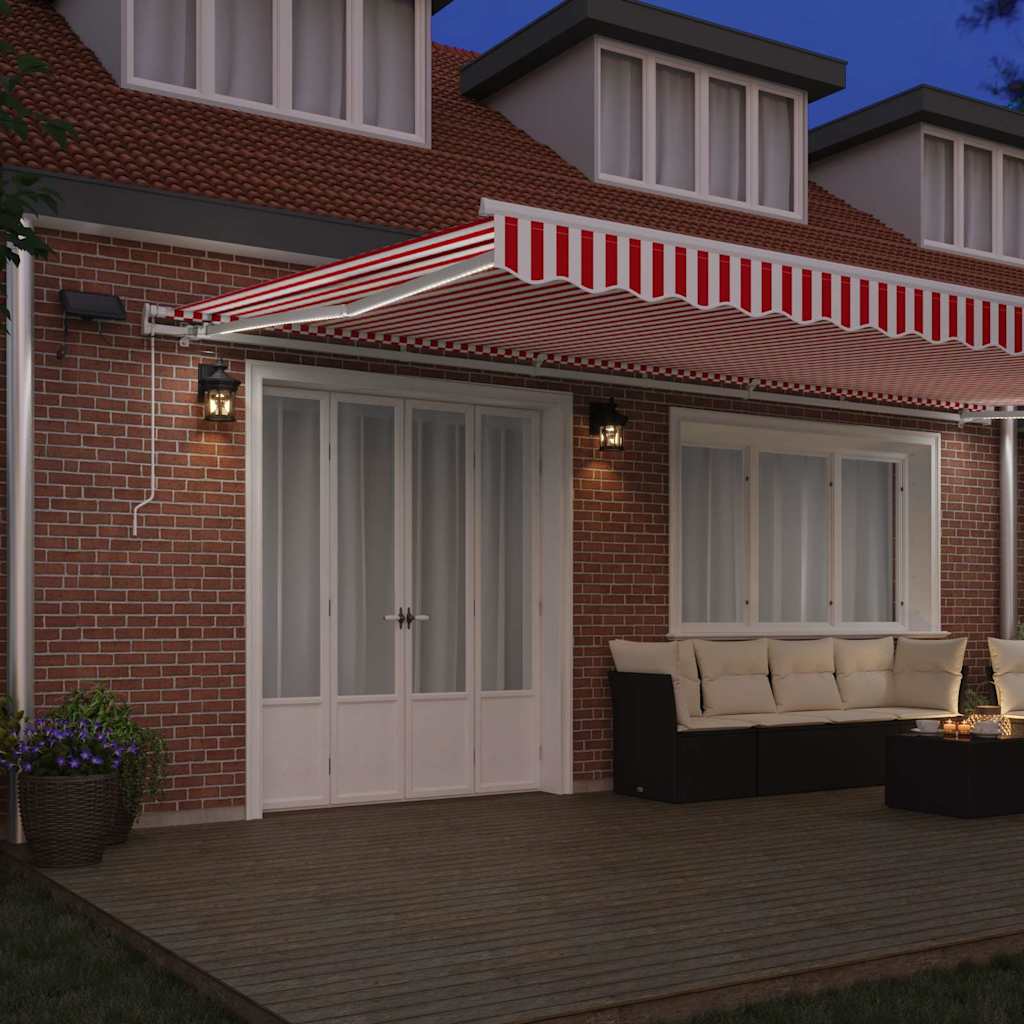 Skrovita tenda Crvena i bijela 600 × 300 cm Tkanina i čelik