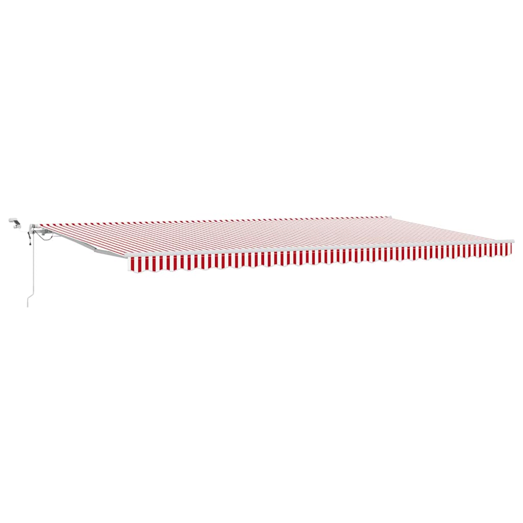 Skrovita tenda Crvena i bijela 600 × 300 cm Poliester i metal