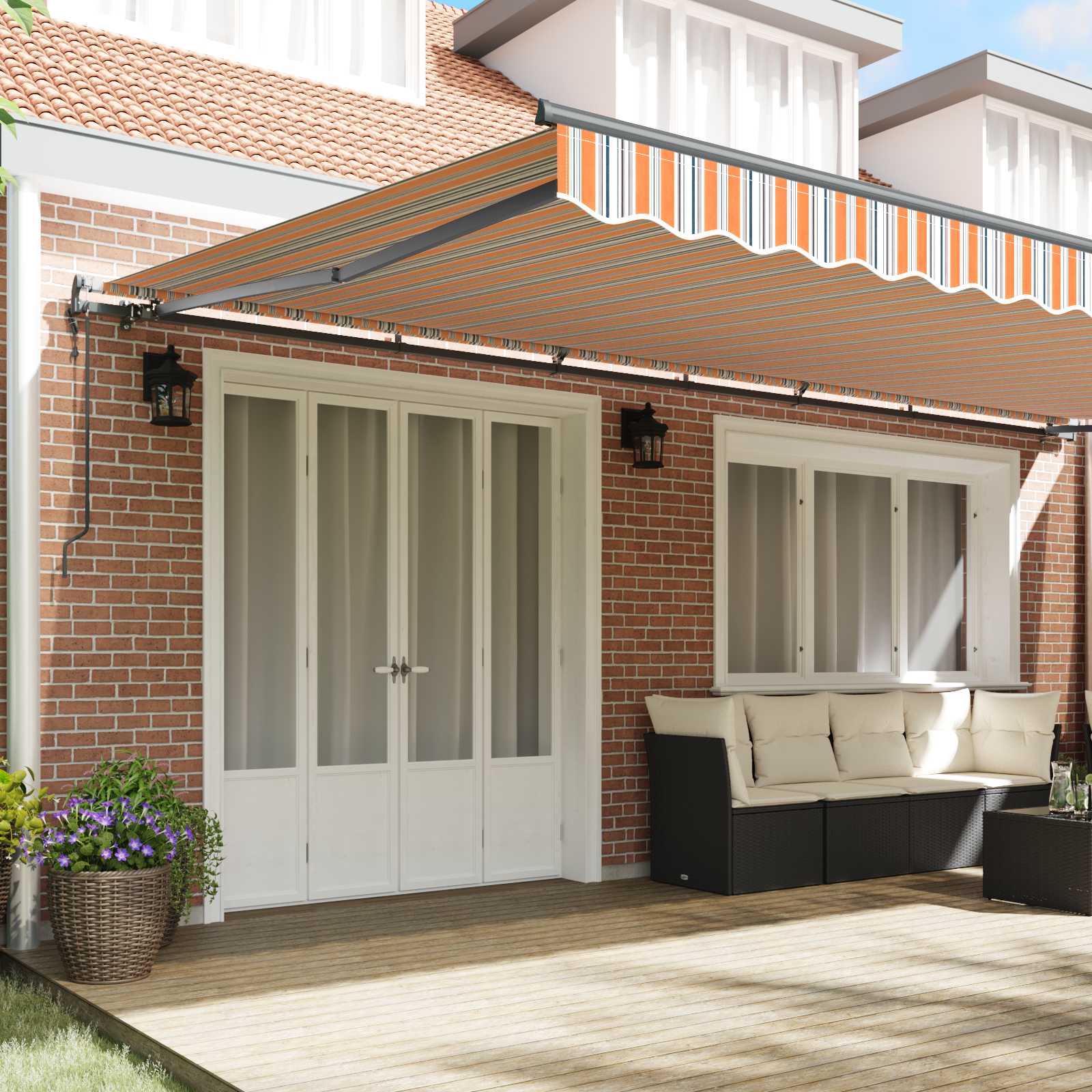 Povlačivi tende Šareni 600 × 300 cm Tkanina i Aluminij