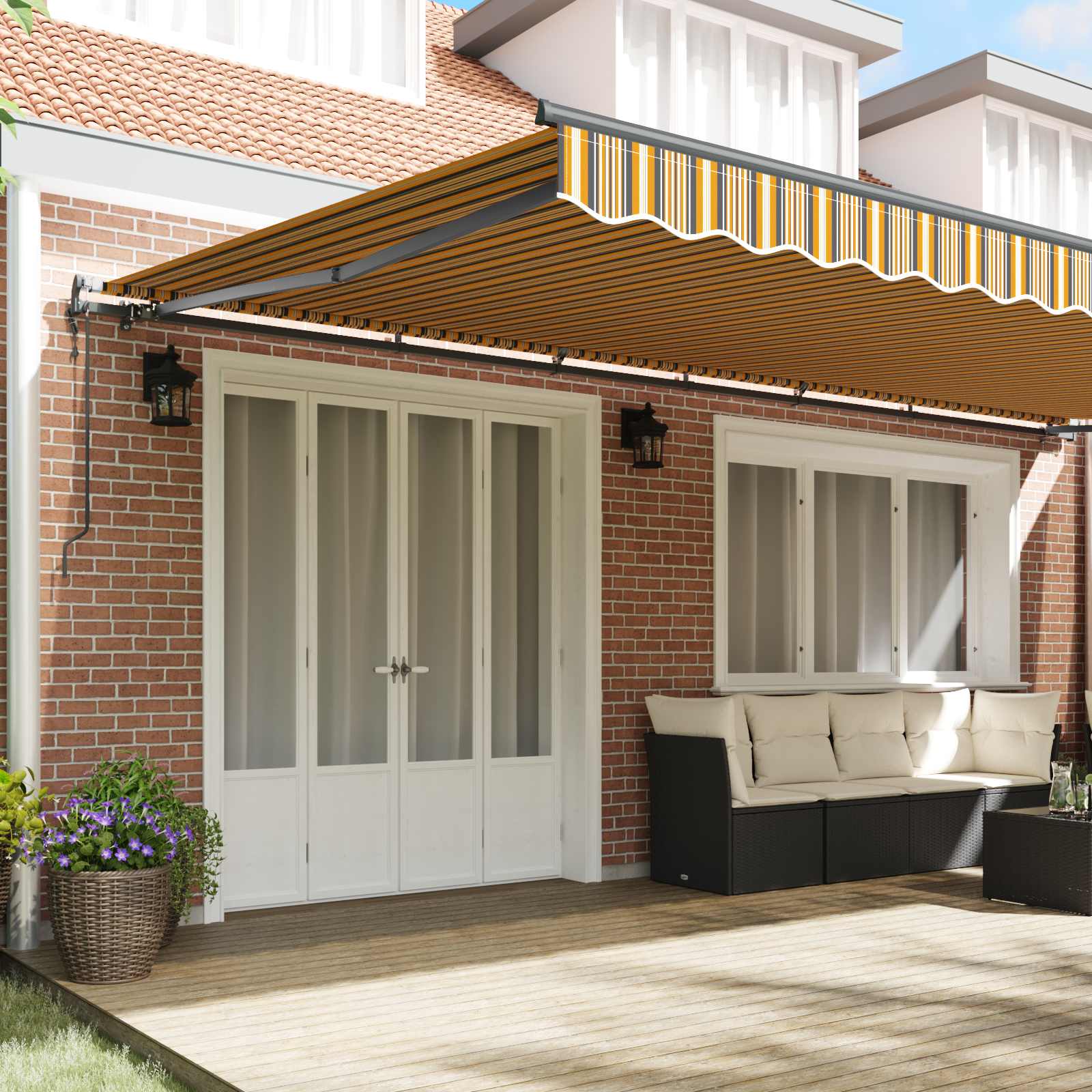 Povlačivi tende Šareni 600 × 300 cm Tkanina i Aluminij