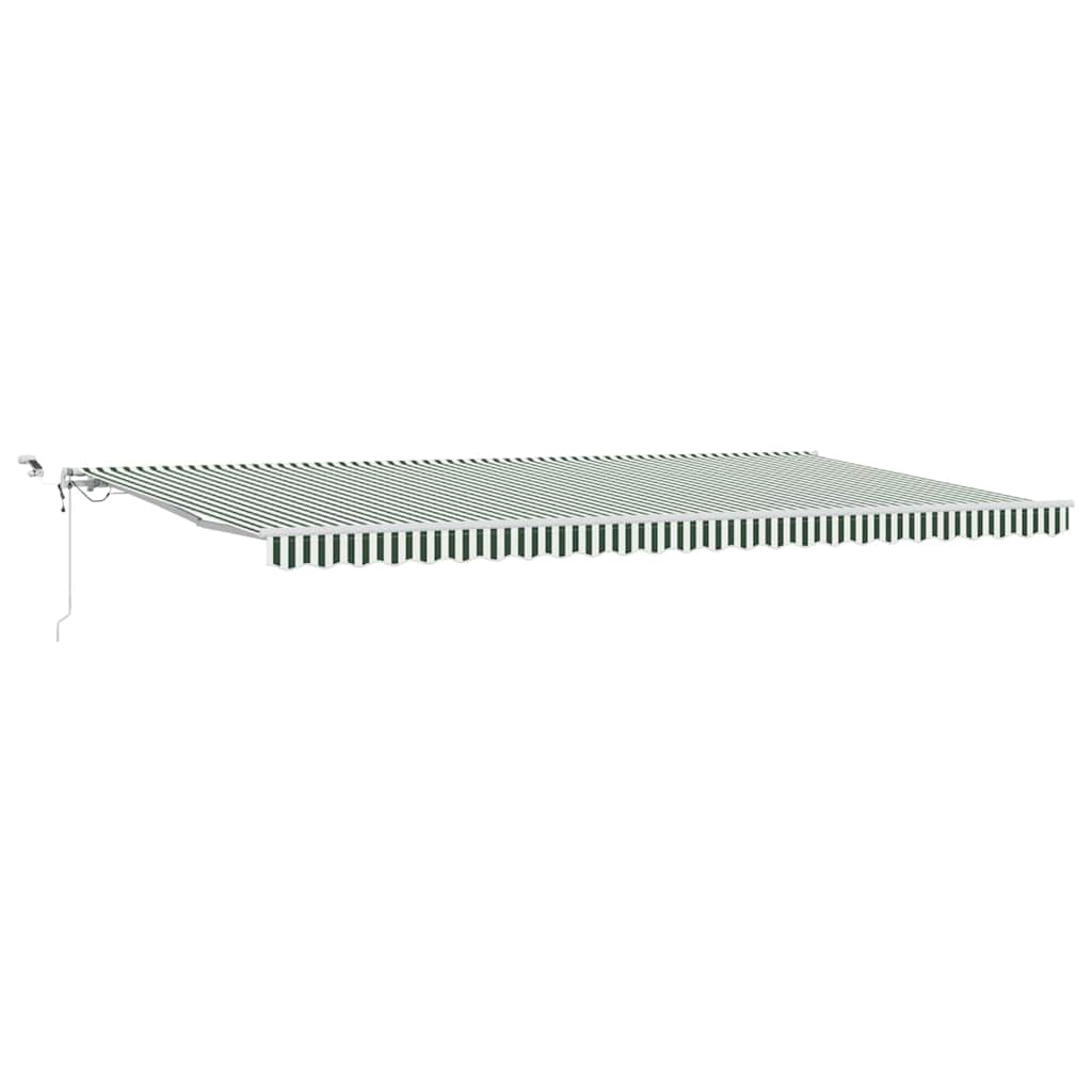Skrovita tenda Zelena i bijela 600 × 300 cm Poliester i metal