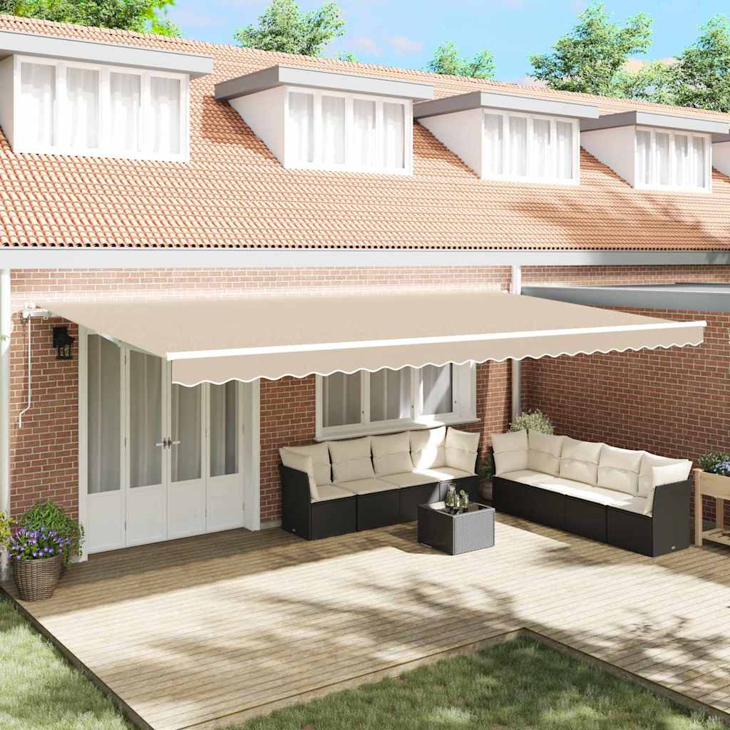 Povlačivi tende Bež 600 × 350 cm Tkanina i Aluminij