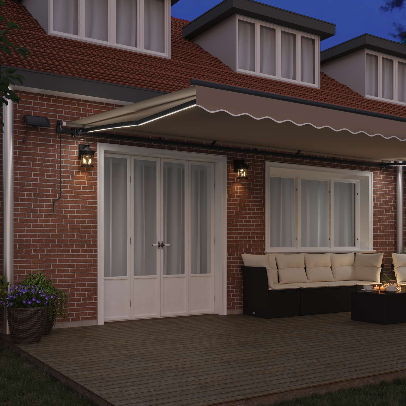 Skrovita tenda S LED lampica Bež 600 ×350 cm tkanina