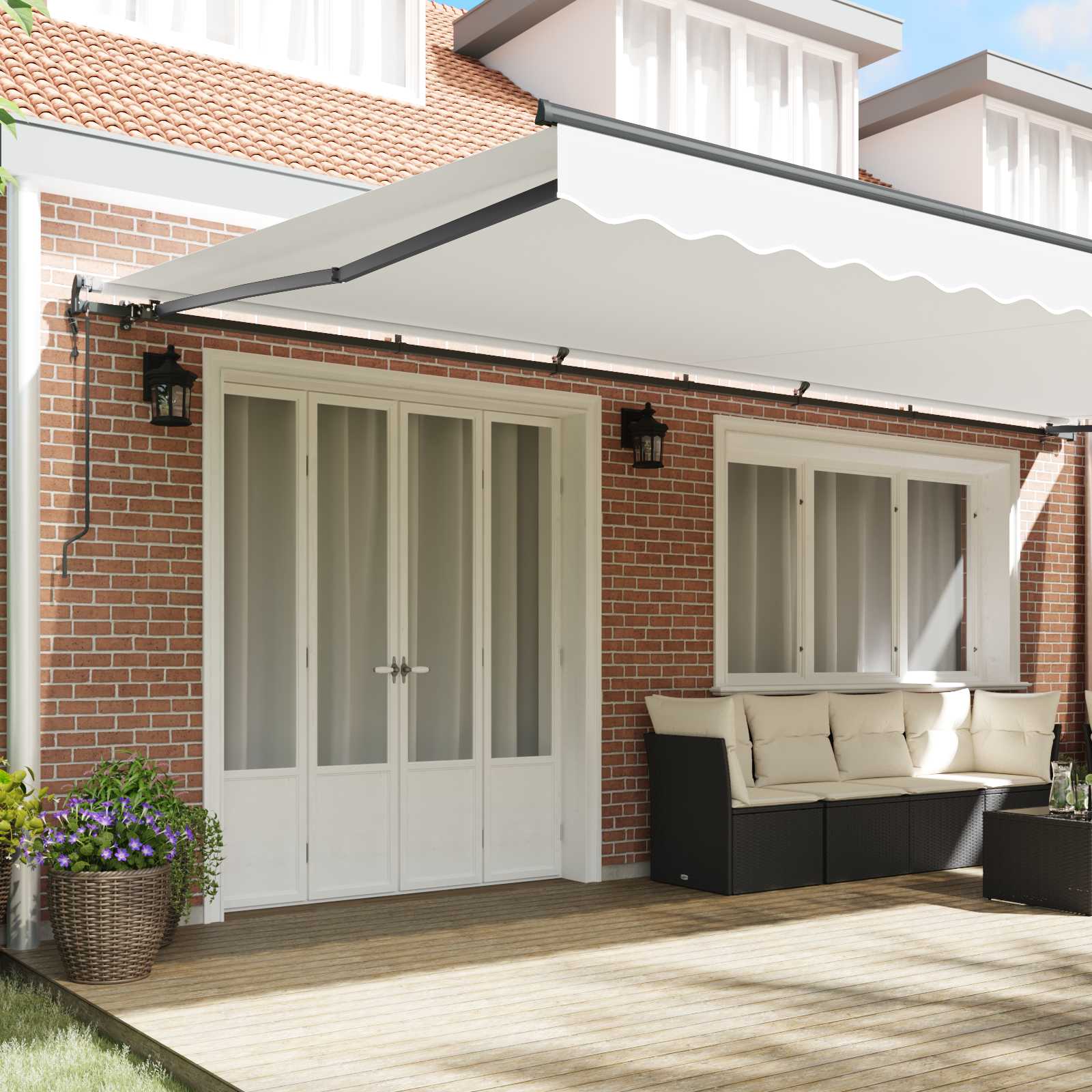 Povlačivi tende Bijela 600 × 350 cm Tkanina i Aluminij