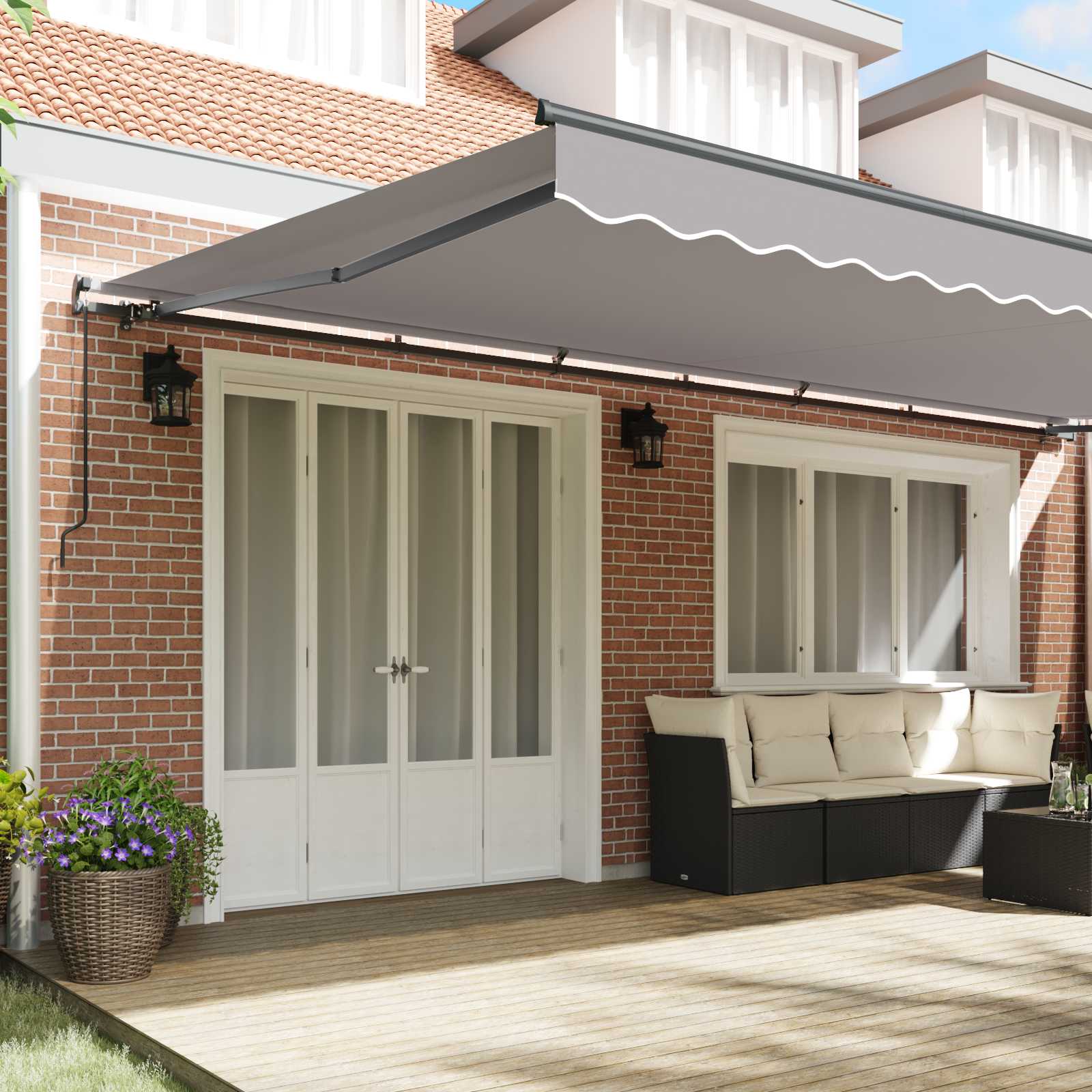 Skrovita tenda Svijetlo siva 600 × 350 cm Poliester i čelik